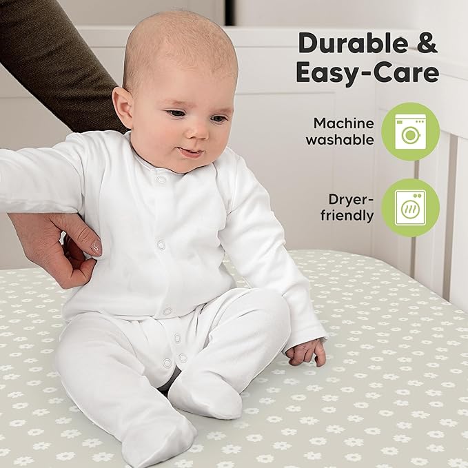 KeaBabies 2-Pack Organic Crib Sheets for Boys, Girls - 52x28 Fitted Crib Mattress Sheet Neutral, Breathable Jersey Cotton Cover for Baby Bed, Toddler Mattress, Soft & Cute Prints (Meadow)