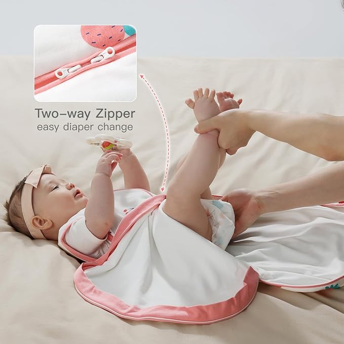 usbettas 1.0 Tog 2.5 Tog Baby Sleep Sack, 100% Cotton Baby Sleeping Bag 3-24M, 2-Way Zipper Baby Wearable Blanket