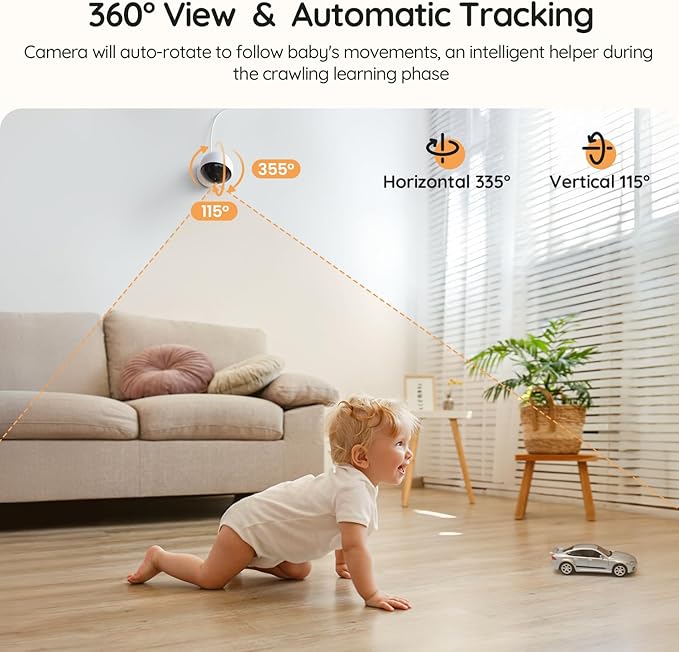 BOIFUN 5.5" AI 4MP Split Screen Baby Monitor with 2 Cameras Pro Max: App (Wi-Fi) and Screen (No Wi-Fi) Control, Upgrade AI Detection (Tummy Sleeping & Face Area), Night Light, Motion & Sound Detection
