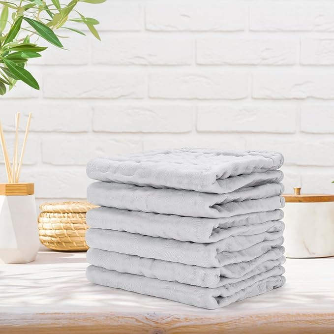 Accmor 6 Pack Muslin Burp Cloths 100% Cotton 20''x10'' Large Extra Soft and Absorbent Baby Burping Cloth for Boys Girls