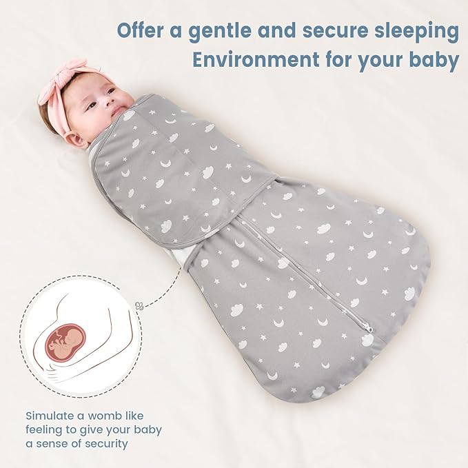 ZIGJOY Baby Swaddle Sleep Sack, 1.0 TOG Sleep Sack Swaddles for Newborns & infant 6-12 Months 100% Cotton Baby Wearable Blanket for Newborn Registry Essentials