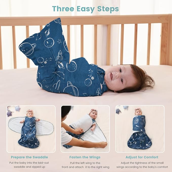 LILBESTIE Baby Swaddle Sleep Sack, 1.0 Tog New-Parent-Friendly Swaddle for Newborns & infant 0-3 Months Baby Wearable Blanket Reduce Startle Reflex, Newborn Boys Girls Registry Essentials