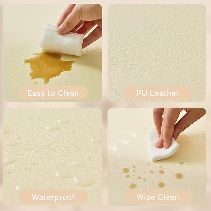 Waterproof Baby Play Mat for Floor 1.3"Thick Memory Foam 71*79 Cushion Playpen Playmat Tummy Time Crawling Mat Nursery Rug Pad Mattress Create Soft & Safe Area for Infants,Toddler,Kids,Beige