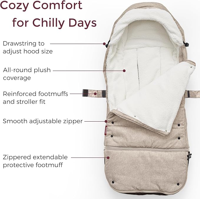 Momcozy Stroller Footmuff Universal | Easily Attaches to Most Strollers | Ultra-Plush,Weather-Proof | Deluxe Warm Stroller Bunting Bag | Extendable Stroller Cover for Winter | Adjustable Buckle