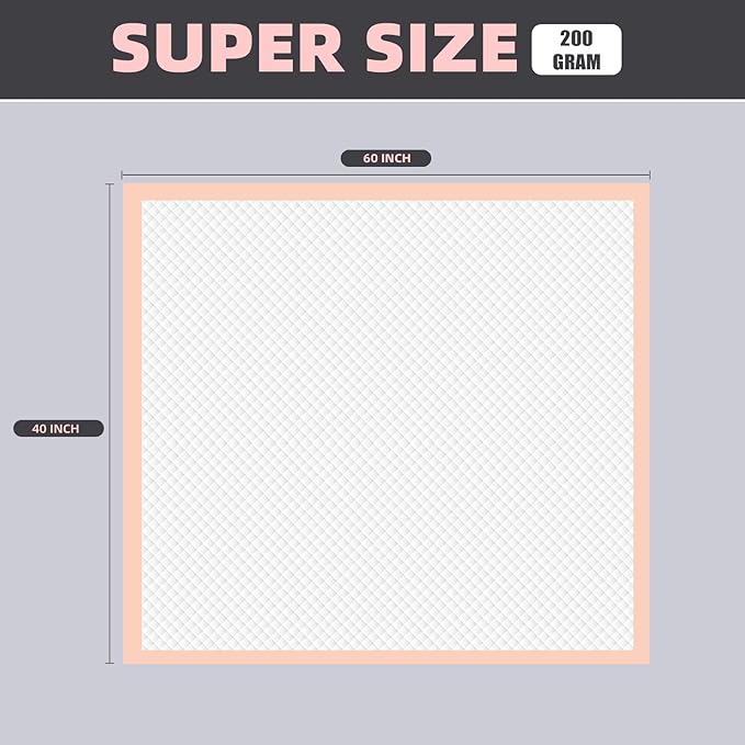 MKISS Tear-Resistant Oversized Bed Pads 40" x 60"(40 Counts), Heavy Duty Ultra Absorbent Underpads, Chucks Pads Disposable for Adults, Children, Babies, Elderly and Pets