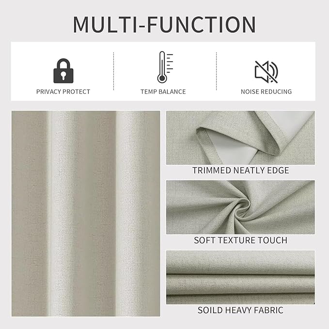 Joydeco 100% Blackout Curtains Customize for Living Room Bedroom, Light Beige Grommet Privacy Thermal Insulated Room Darkening Curtain 1 Panel (Custom Size, Color)