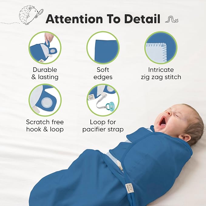 3-Pack Organic Baby Swaddle Sleep Sacks - Swaddles for Newborns, Infant 0-3 Months, Baby Girls, Boys, Soft & Snug Newborn Sleep Sack, Nursery Swaddling Blankets (Frost)