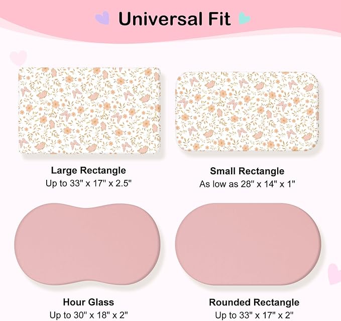 FIOBEE Baby Bassinet Sheets for Girls Boys 2 Pack Waterproof Bassinet Mattress Elastic Fitted Crib Sheets Universal Fit for Hourglass Oval and Rectangle Bassinet Sheet, Pink