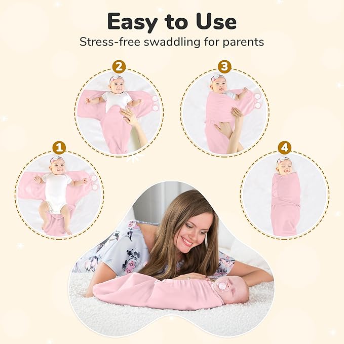 Mama Cheetah Baby Swaddle Blanket 3-6 Month, Organic Cotton Swaddle Sleep Sack Size Large, Large Swaddle Wrap, Easy Swaddles for Girls, 3-Pack, Pink