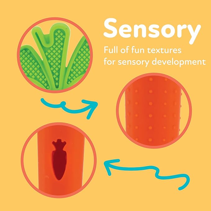 Nuby Silicone Carrot Tube Teether and Messaging Infant Teether - (2-Pack) Baby Teething Toy - 3+ Months