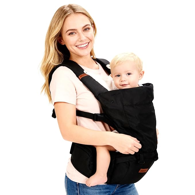 Baby Carrier, 6-in-1 Baby Carrier Newborn to Toddler, Babys Carriers with Hip Seat Lumbar Support 7-45 lbs, Baby Soft Carrier for All Seasons & Positions