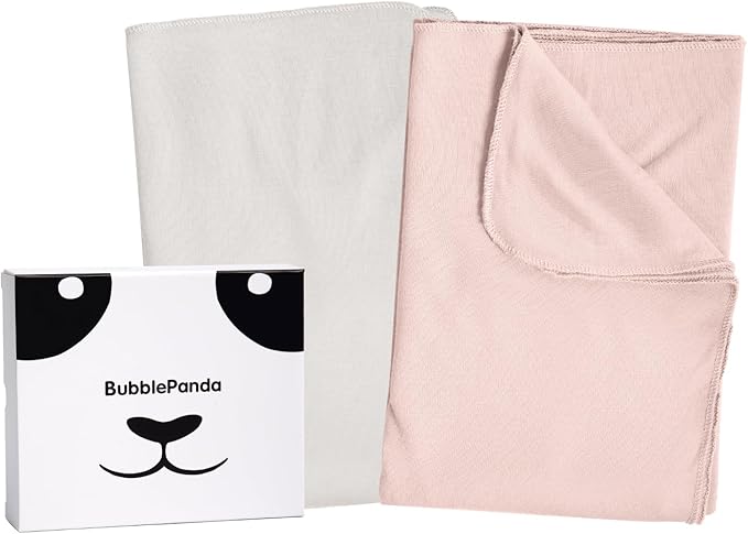 Rayon Made from Bamboo Baby Swaddle Blanket,2 Pack Soft & Breathable Receiving Blankets for Infant Newborn, Swaddle Wrap for Babies Girl and Boy, 47 x 47 Inch, (Blush & Oat)
