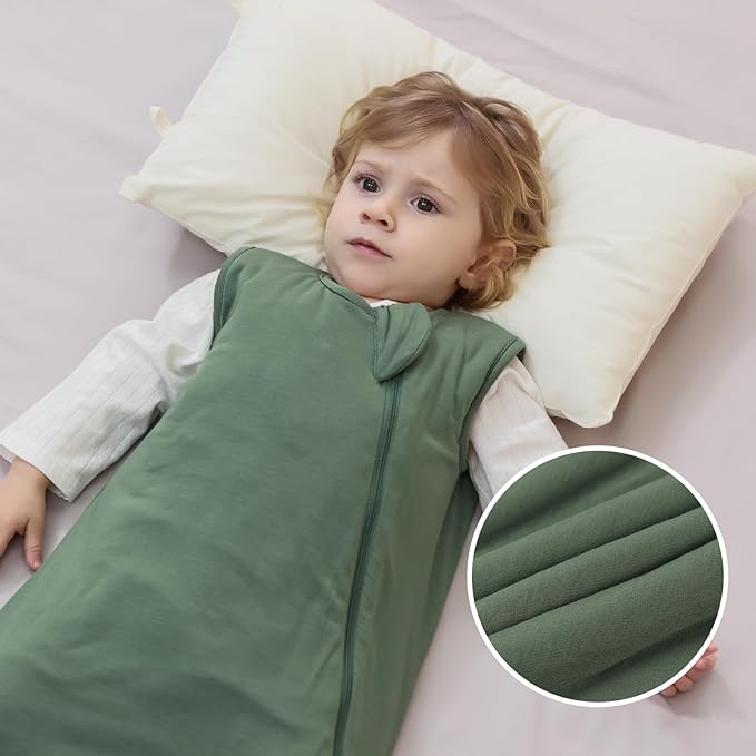 Mosebears Unisex Rayon Made from Bamboo Sleep Sack with 2-Way Zipper,2.5 Tog Baby Winter Sleep Sack (Dark Green,18-36 Months)