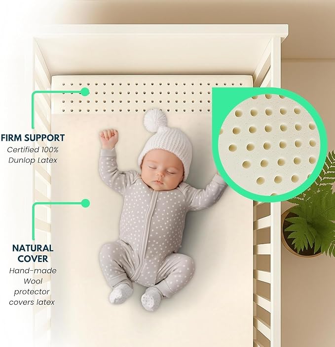 ORGANIC TEXTILES Organic Baby Mattress Topper with Wool Cover - GOLS/GOTS Certified - Breathable, Hypoallergenic, 2" Standard (52"x28")