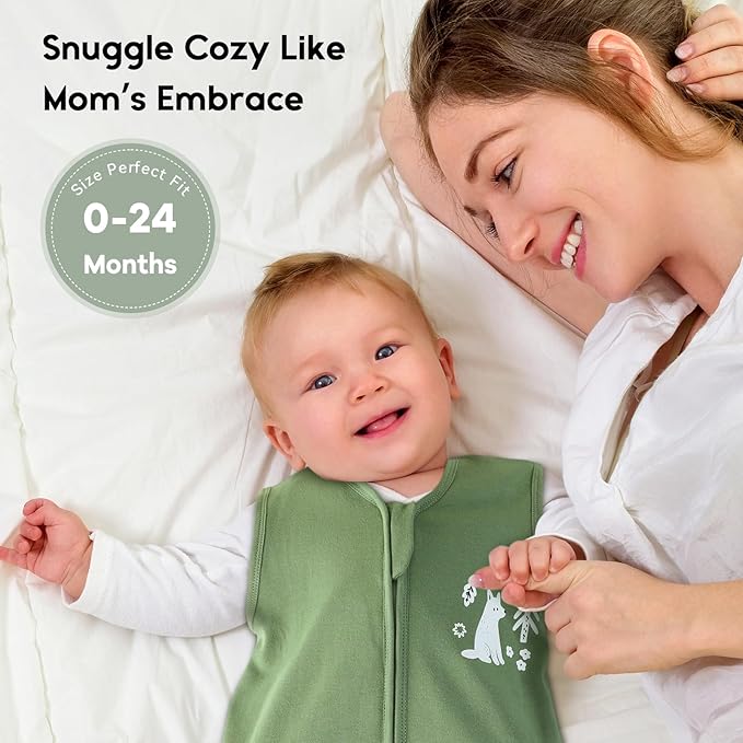 Yoofoss Baby Sleep Sack 18-24 Months TOG 1.0 Baby Wearable Blanket, 2 Pack 100% Organic Cotton Infant Toddler Sleeping Sack 2-Way Zipper Lightweight Sleep Sack