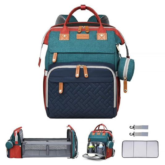 Baby Diaper Bags with Changing Station Multifunctional Waterproof Diaper Bag Backpack Travel Baby Bag with Changing Pad, Pacifier Case,Baby Essentials(Multicolor)