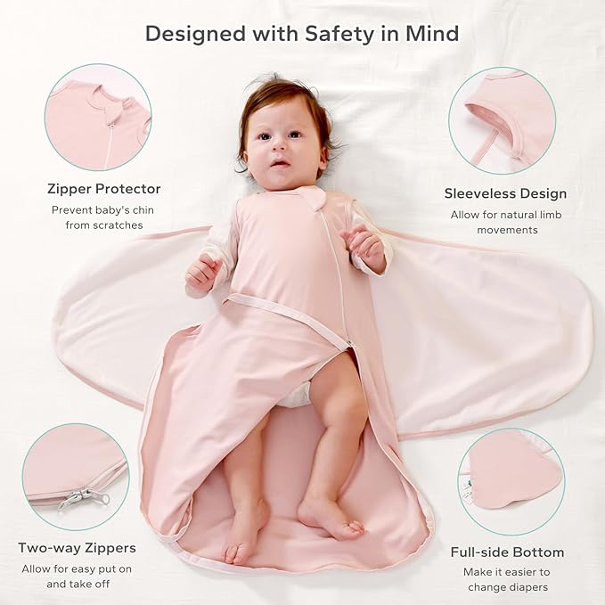 LILBESTIE Baby Swaddle Sleep Sack, 1.0 Tog New-Parent-Friendly Swaddle for Newborns & infant 0-6 Months Baby Wearable Blanket Reduce Startle Reflex, Newborn Boys Girls Registry Essentials