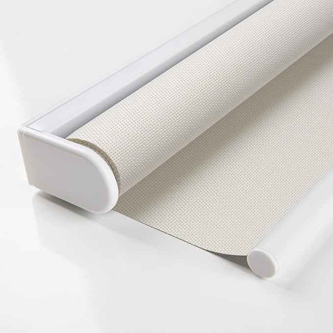 AOSKY Cordless Roller Shades for Windows Light Filtering Shades with 5% Openness Solar Screen Semi Sheer Roller Blinds UV Protection for Office and Home. Easy to Install 45" W x 72" H (White)
