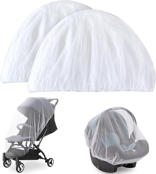 Mosquito Net for Stroller(2 Pack), Baby Mosquito Net for Car Seat, Bassinets, Cradles, Playard, Pack N Plays and Portable Mini Crib, Baby Insect Netting, White