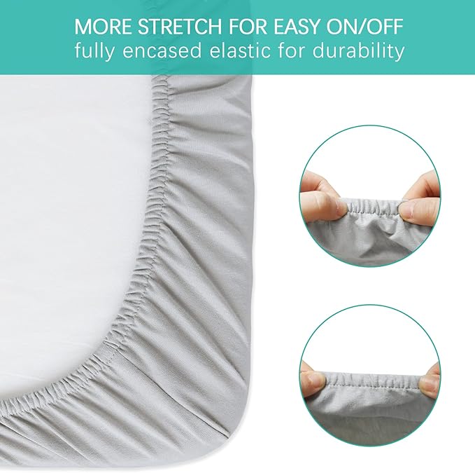 Bassinet Sheets Compatible with Graco Sense2Snooze Bassinet,100% Cotton, 2 Pack, Ultra Soft Bassinet Sheet for Baby, Gray