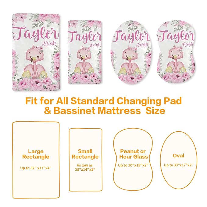 Custom Changing Pad Cover Set - Jersey Knit Ultra Soft Unisex Waterproof Diaper Changing Table Covers with Personalized Name for Baby Boys Girls - Comfy Cozy 2 Pcs Set Style18