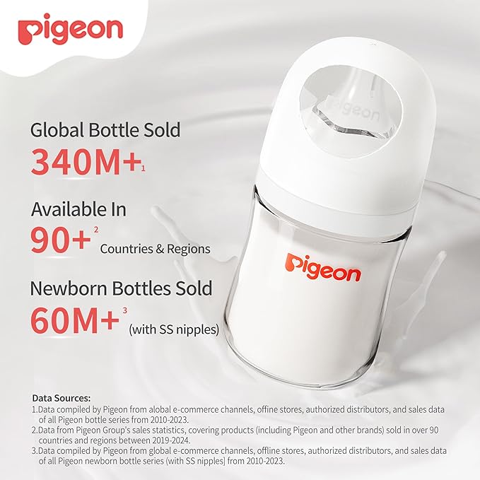 Pigeon Silicone Nipple (LL) with Latch-On Line, Natural Feel, 9+ Months, 4 Counts