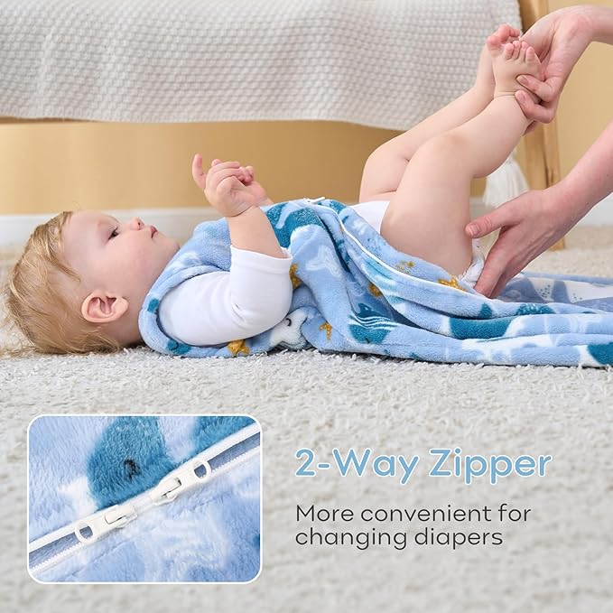 Yoofoss Baby Sleep Sack 0-6 Months, 1.5 Tog Sleep Sack, Fleece Baby Wearable Blanket with 2-Way Zipper, Neborn Sleeping Sack, Soft Warm Lightweight(Small)