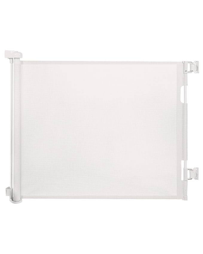 Retractable Baby Gate,Mesh Baby Gate or Mesh Dog Gate,33" Tall,Extends up to 55" Wide,Child Safety Gate for Doorways, Stairs, Hallways, Indoor/Outdoor（White,33"x55"