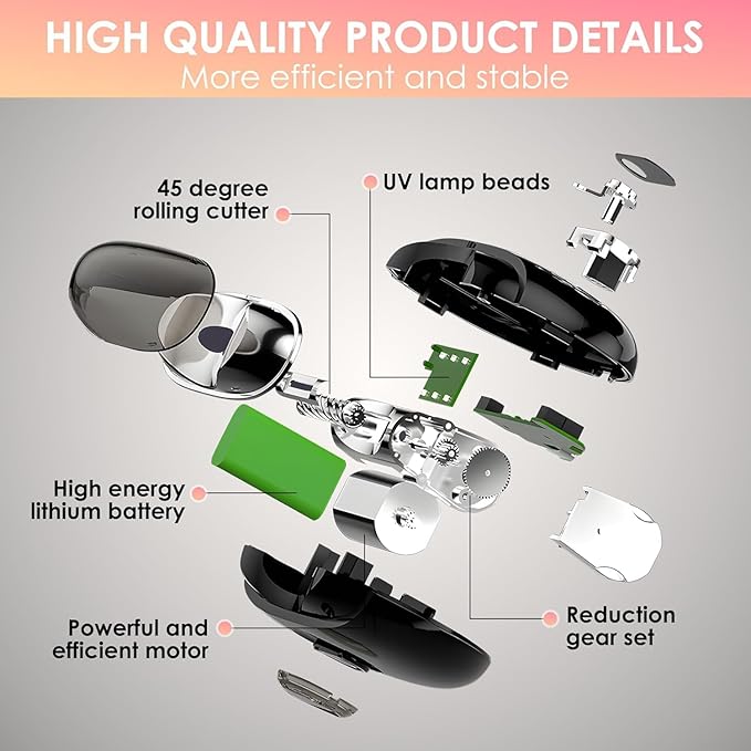 Electric Nail Clipper Upgraded 3 in 1 Automatic - with Polishing, Dust Storage & LED Light, Nail File Toenail Trimmer, Gifts for Women Men Mom Her Him Kids Adults Senior Baby Teacher Students (Pink)
