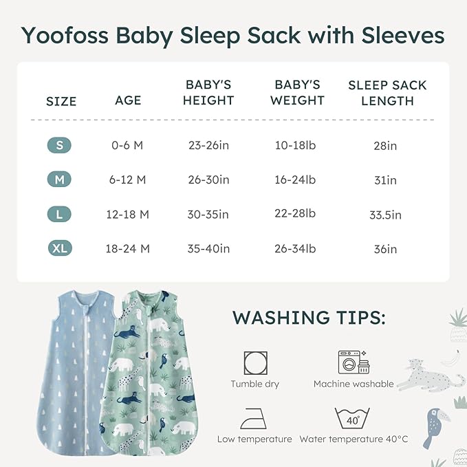 Yoofoss Baby Sleep Sack 6-12 Months, 1.5 Tog Sleep Sack, Fleece Baby Wearable Blanket with 2-Way Zipper, Infant Sleeping Sack, Soft Warm Lightweight(Small)