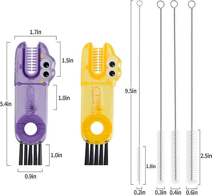 Peitushengjin Bottle Brush Cleaning Set Includes 4 Straw Cleaning Brushes, 2 3-in-1 Multi-Function Portable Travel Cup Lid Crevice Brushes, Straw Brushes, and Household Kitchen Cleaning Tools