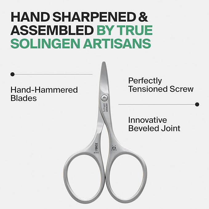 GERMANIKURE Rounded Safety Nail Scissors - FINOX Surgical Stainless Steel baby scissors and Manicure Tools in Cork Case - Self Grooming Scissors for nails Ethically Made in Solingen Germany - 4701