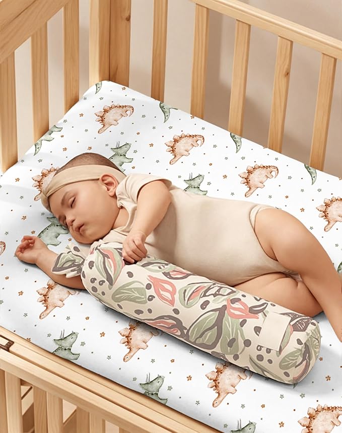 Pack and Play Sheets 2 Pack, Fitted Jersey Knit Mini Crib Sheets for Baby Boys and Girls, Compatible with Graco Pack N Play and Mini Crib Mattress (Tiny Dinos, Pack N Play/Mini Crib Sheets)