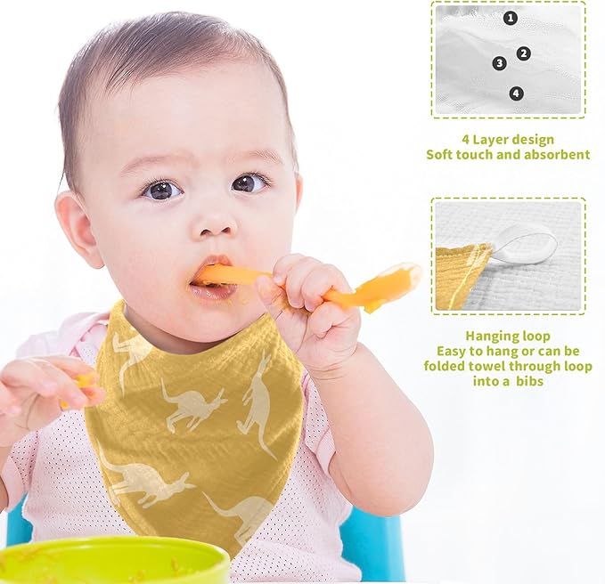 vvfelixl Kangaroo Australia Animals Baby Burp Cloths Baby Muslin Washcloths for Boys Girls Cotton Baby Face Towel for Newborn Infants Soft and Absorbent 11.8 X 11.8 in, 5 Pack