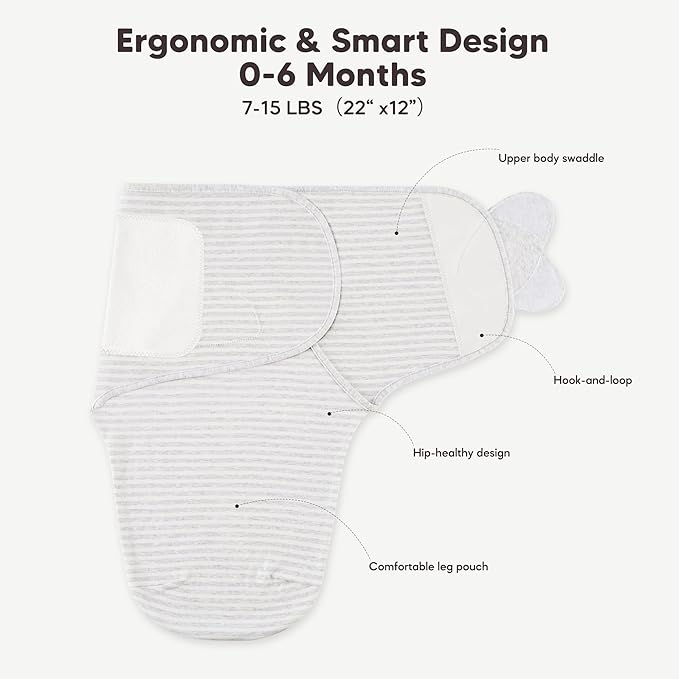 Susurration Swaddles for Newborns, 100% Cotton Baby Swaddle Sleep Sack, with Adjustable Velcro, Breathable and Durable Unisex Swaddle Sleep Sack, 3 Pack
