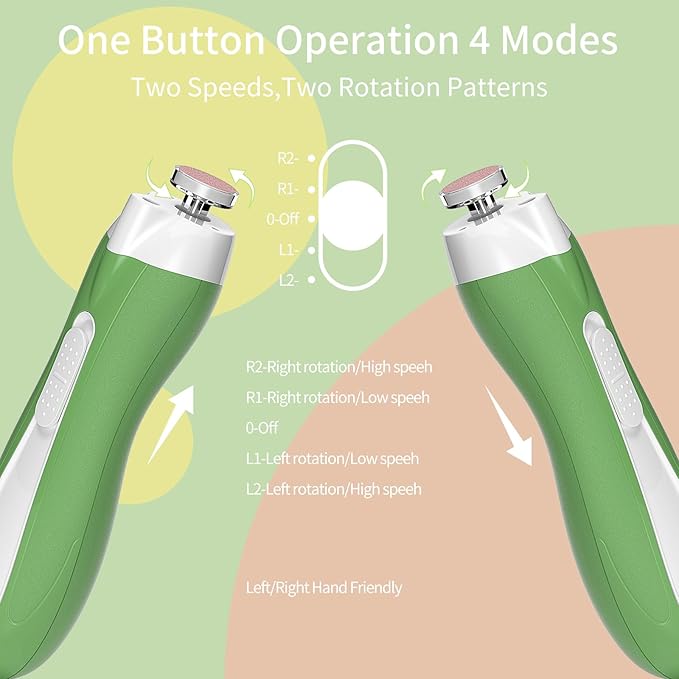 Baby Nail File Electric, Baby Nail Trimmer with 6 Grinding Heads for Newborn, Infant, Toddler & Adult, Whisper Quiet LED Electric Nail Clipper, Usage-Labeled Case
