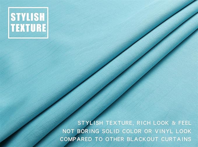 G2000 100% Blackout Curtains for Bedroom Living Room 63 Inch Length Turquoise Room Darkening Window Grommet Thermal Lined Insulated Light Blocking Noise Reducing 2 Panels