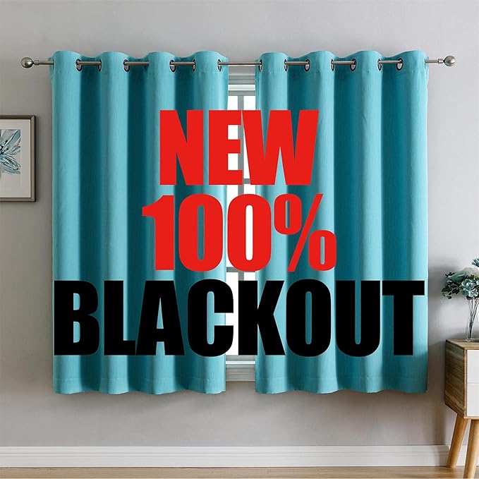 G2000 100% Blackout Curtains for Bedroom Living Room 63 Inch Length Turquoise Room Darkening Window Grommet Thermal Lined Insulated Light Blocking Noise Reducing 2 Panels