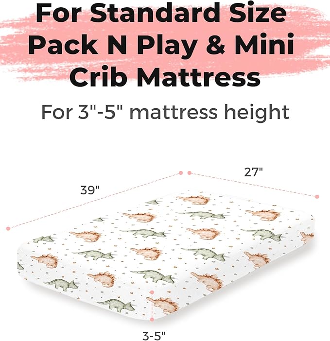 Pack and Play Sheets 2 Pack, Fitted Jersey Knit Mini Crib Sheets for Baby Boys and Girls, Compatible with Graco Pack N Play and Mini Crib Mattress (Blush Berry, Pack N Play/Mini Crib Sheets)