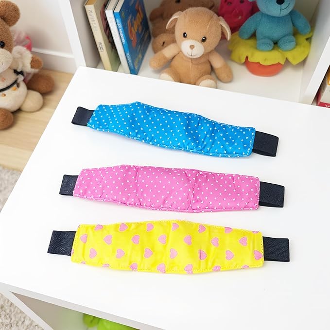 3 PCS Head Support for Stroller and Car Seat Adjustable Headband Strap and Pillow for Comfortable Sleeping and Travel for Toddlers Kids and Infants(Pink Blue Yellow)