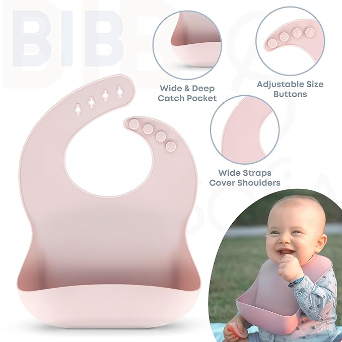 SofiAl All In One Silicone Feeding Set - Safe for 6-12 Months - Non-Toxic Baby Led Weaning Supplies - Toddler Self Feeding Utensils - BPA-Free - Mess Free Essentials