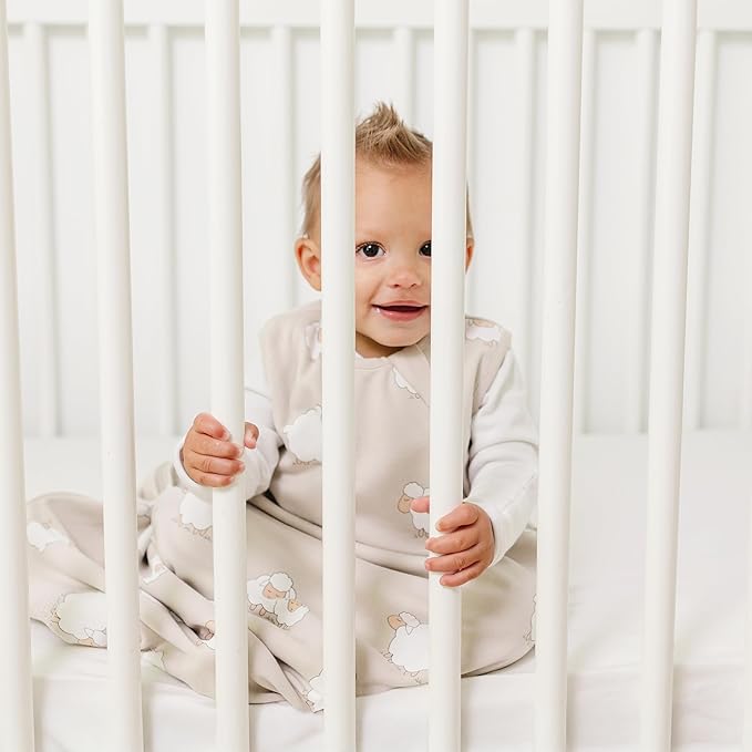 Woolino Merino Wool and Organic Cotton Baby Sleeping Bag - 4 Season Classic Sleep Sack - Two-Way Zipper Sleeping Bag for Baby and Toddler - 18-36 Months - Sheep