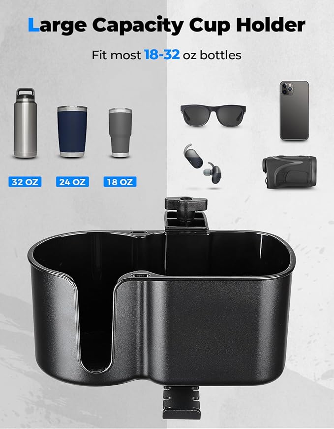 KEMIMOTO Desk Cup Holder with Headphone Hanger, 2 in 1 Caddy Organizer for Office Table, Lawn Chair, Golf Cart, Pontoon Boat, Fit for Most 18-32 oz Bottles (1)