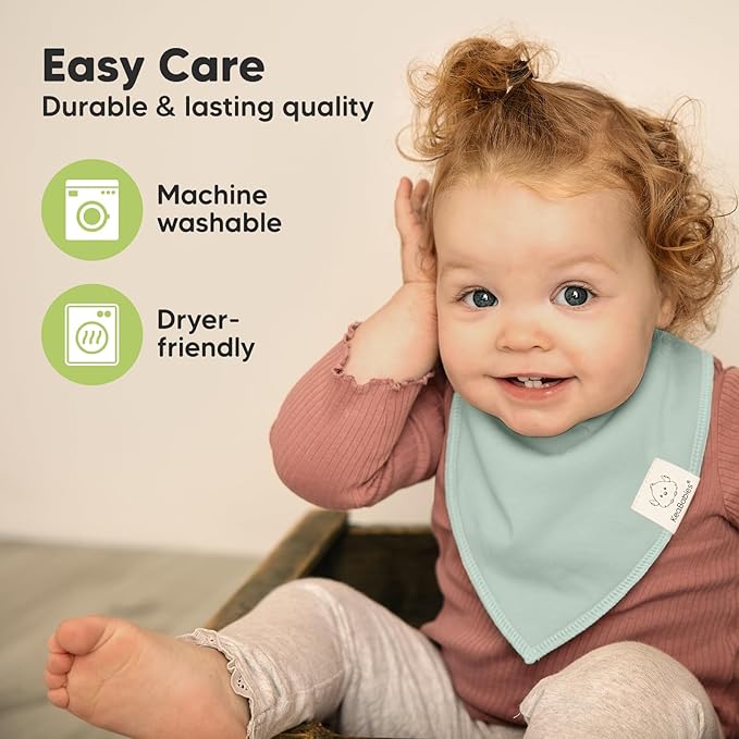 KeaBabies 8-Pack Organic Baby Bandana Bibs for Girls - Super Absorbent Triangle Baby Bibs for Drooling and Teething Infant, 100% Cotton Extra Soft for Newborn, Infant 0-36 Months (Dawn)