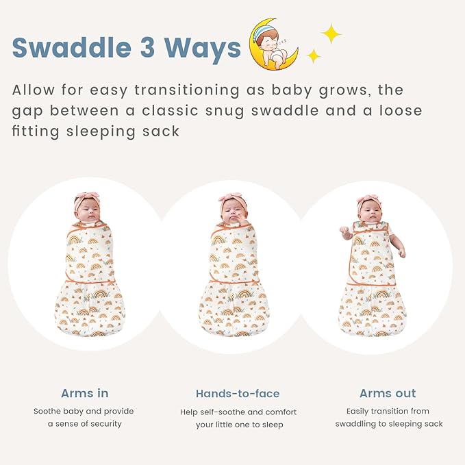 ZIGJOY Baby Swaddle Sleep Sack, 1.0 TOG Sleep Sack Swaddles for Newborns & infant 0-6 Months 100% Cotton Baby Wearable Blanket for Newborn Registry Essentials