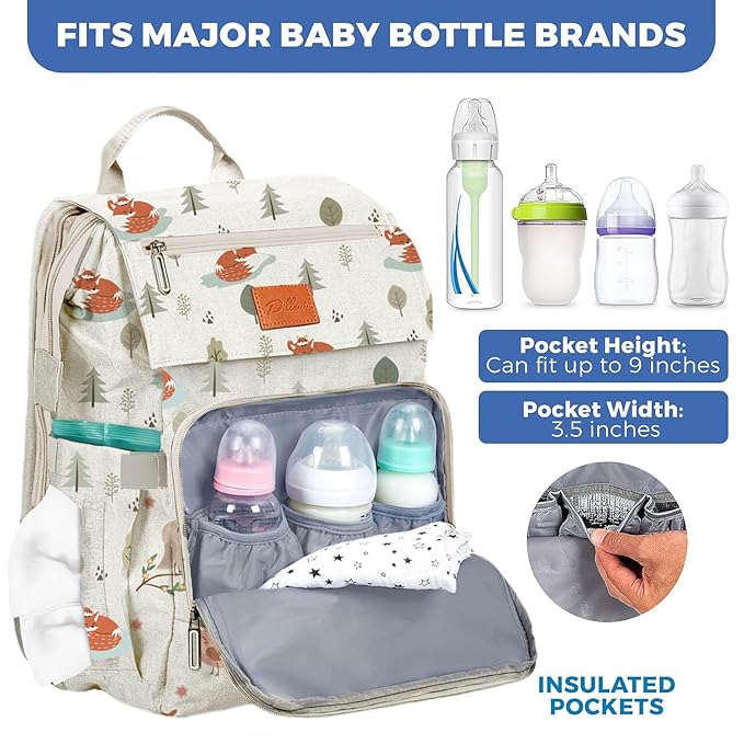 PILLANI Baby Diaper Bag Backpack - Large Bag for Boys & Girls, Waterproof Diaper Backpack - Travel Diaper Bags w/Changing Pad, Baby Registry Search & Shower Gifts - Essentials Must Haves Newborn Stuff