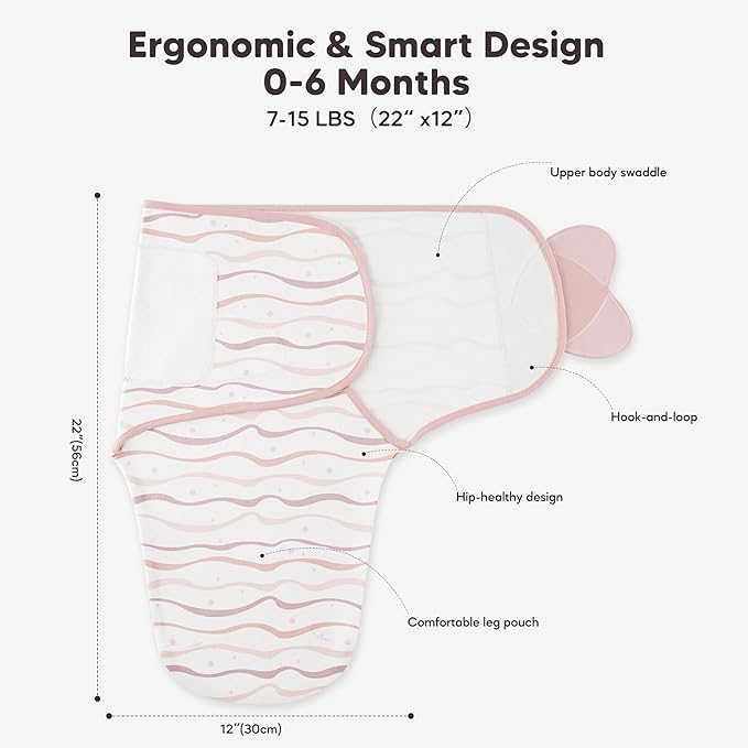 Susurration Swaddles for Newborns, 100% Cotton Baby Swaddle Sleep Sack, with Adjustable Velcro, Breathable and Durable Unisex Swaddle Sleep Sack, 3 Pack