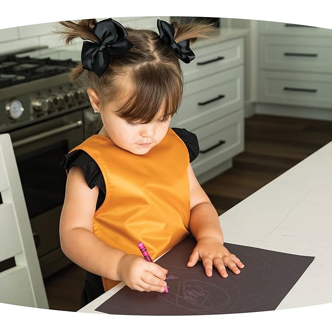 Tiny Twinkle Mess Proof Baby Bibs | 2 Pack Waterproof Toddler Bib for Eating | Baby Apron for Feeding, Machine Washable, Perfect Shower Gift (Sand Cinnamon, 2-4Y)