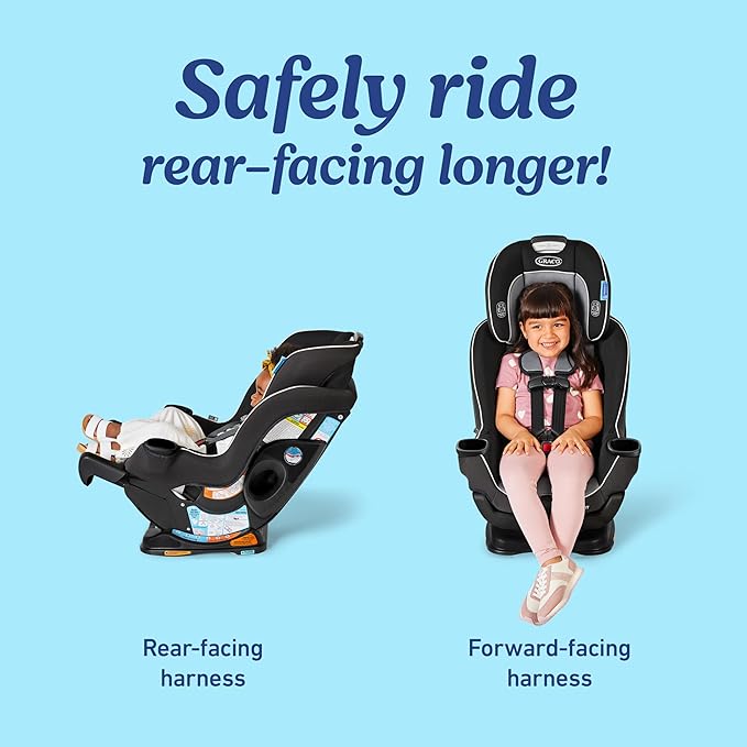 Graco Extend2Fit Convertible Baby Car Seat, Rear and Forward Facing, Adjustable Extension Panel for Extra Legroom, Kenzie