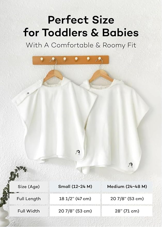 Konny Baby Hooded Towel Plush Thick & Cozy Soft-Touch Absorbent Rayon from Bamboo Cotton Baby Bath Beach Towel, Oeko-TEX, Newborn Boys Girls Toddler (Beige, Large)